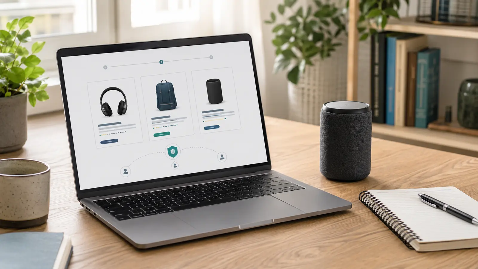 Laptop displaying product comparisons for an ethical affiliate marketing guide